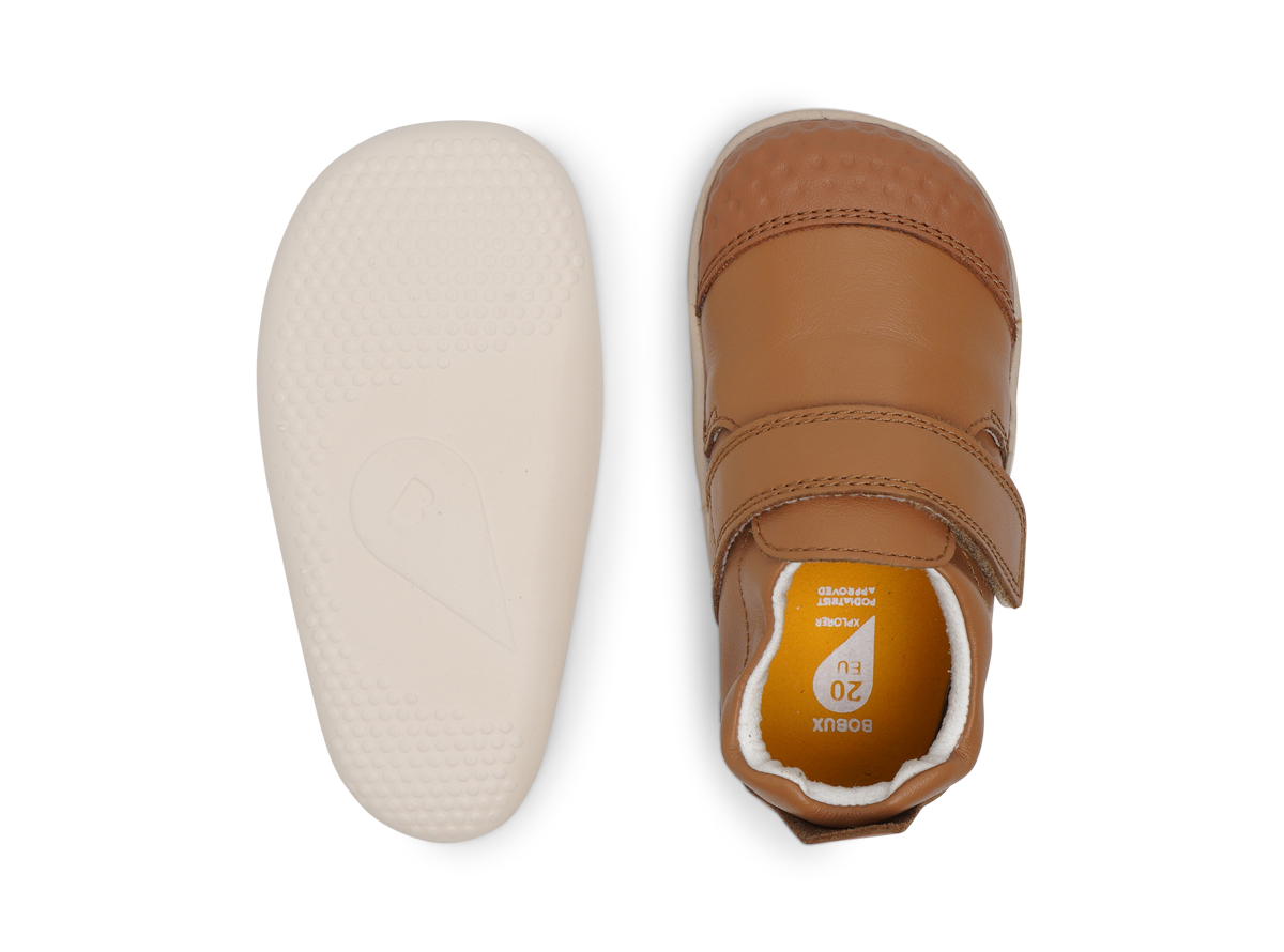 Chaussures Bobux Xplorer Go Organic - Premiers Pas Pour Bébé, En Cuir Et Toile Bio, Scratch, Semelle Flexible